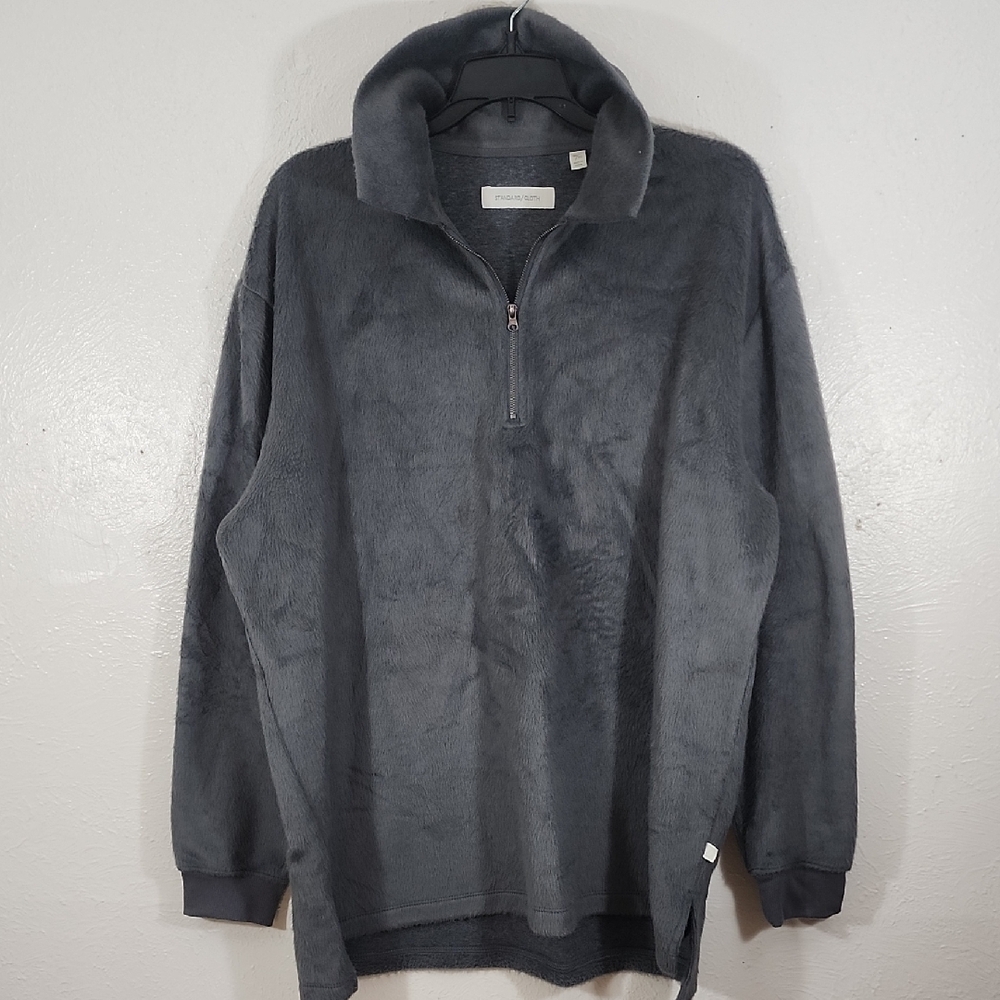 Urban Outfitters Standard Cloth Dark Gray Fleece Zip-Up Sweater Size M